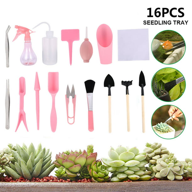 Gardening Tools Set Mini 16Pcs Succulent Planting Transplanting Hand Tool Kit US 